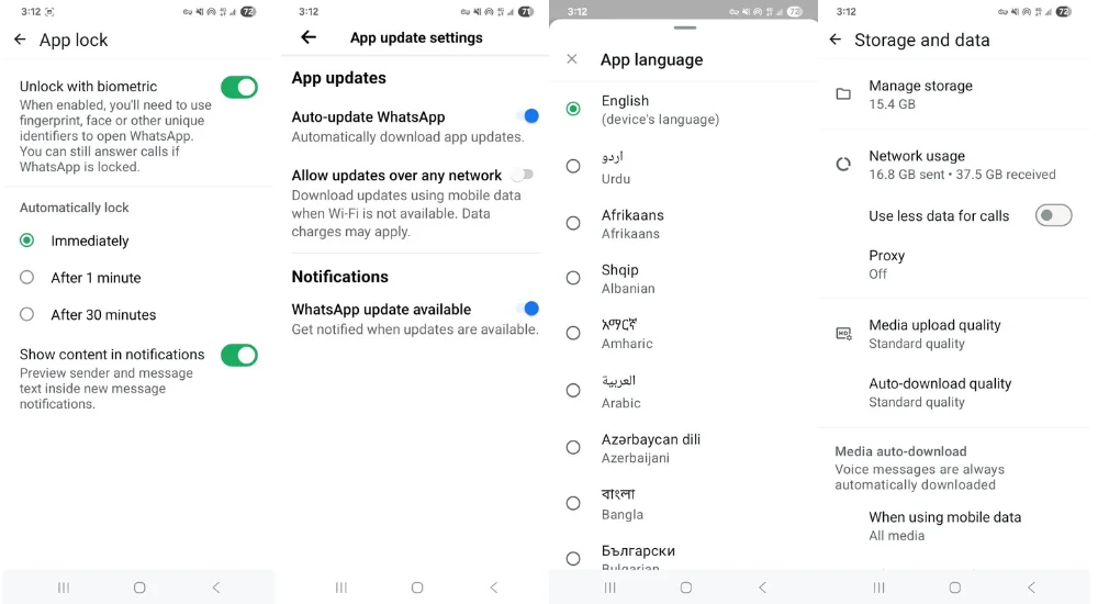 FM WhatsApp APK Use less data Feature, Auto update Feature, App Language Feature, App Lock Feature